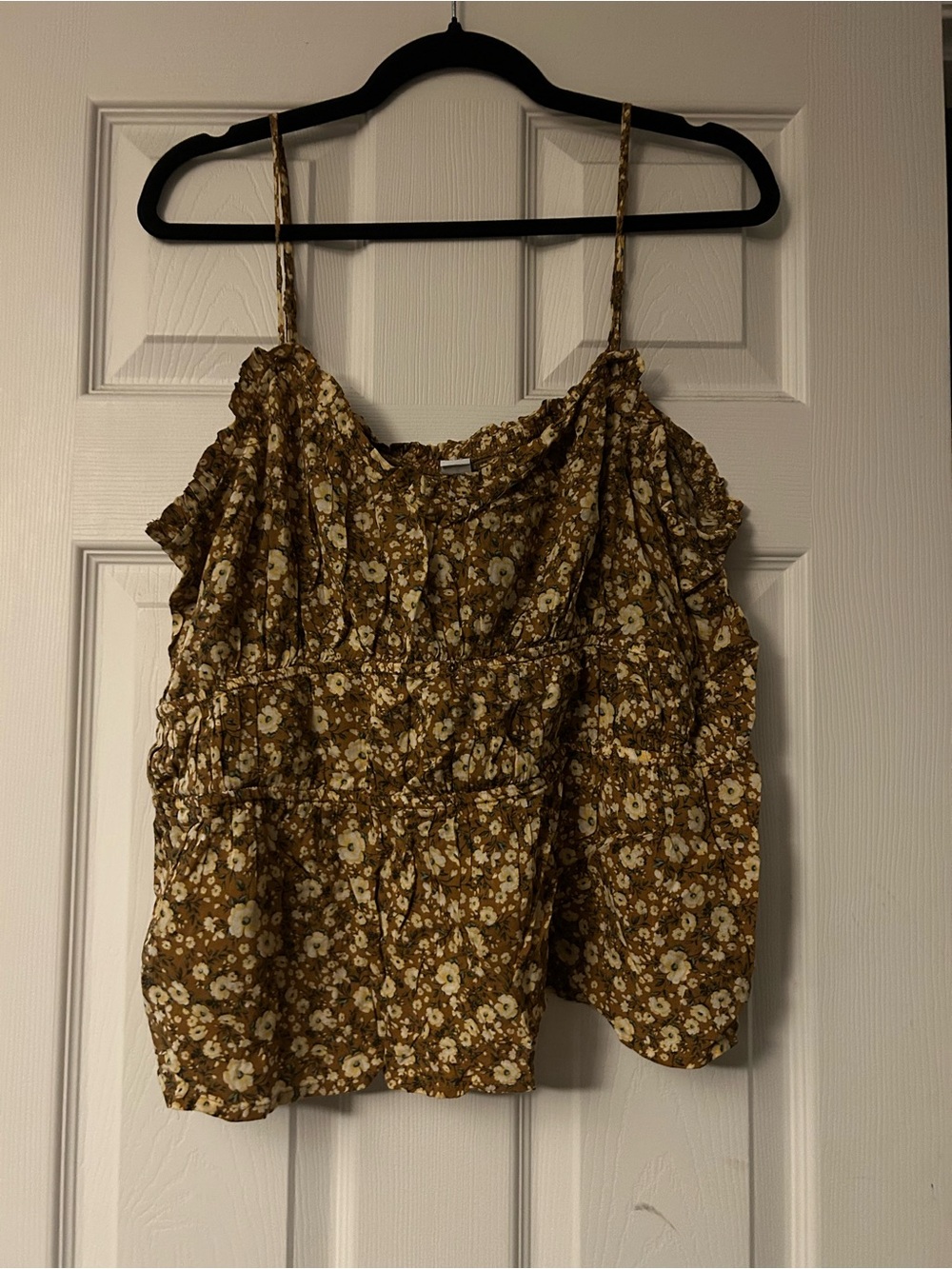 Old Navy Mustard Floral Spaghetti Strap Tank